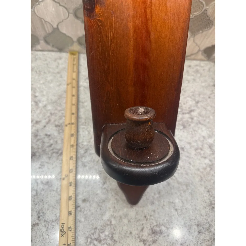 Vintage Solid Wood Wall Sconce Candle Holder Rustic Farmhouse Brown 21.5 Inch
